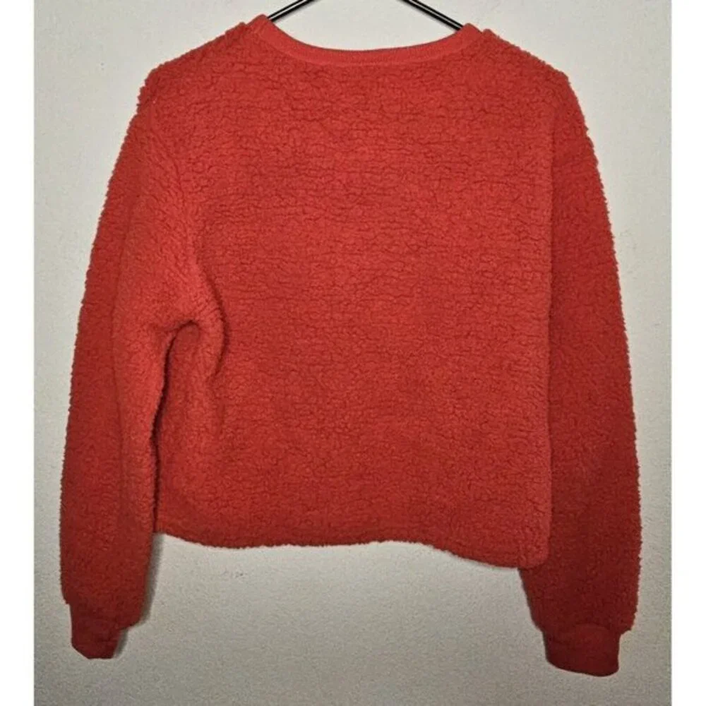 Disney Mickey‎ Mouse Juniors Red Sequined Sherpa Sweater Size M 7/8